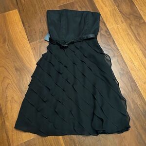 White House Black Market women’s strapless black ruffled belted dress size 0 NWT